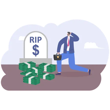 Empresario con dinero muerto  Ilustración