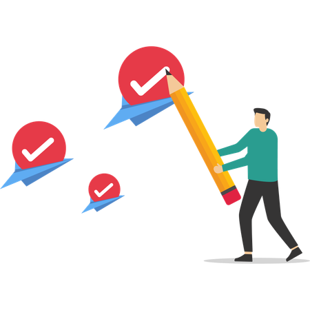 Empresario con documentación de aprobación y logro del proyecto  Ilustración