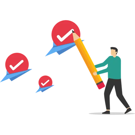 Empresario con documentación de aprobación y logro del proyecto  Ilustración
