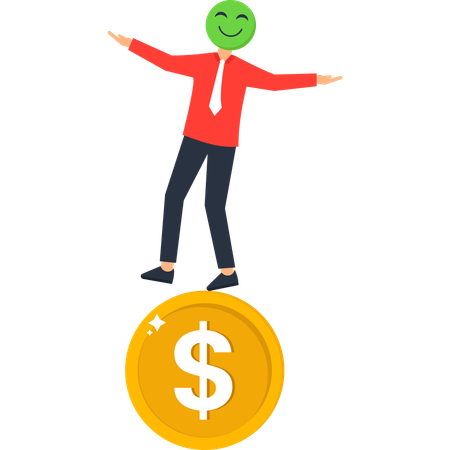 Hombre de negocios con éxito financiero, equilibrio y logros  Ilustración