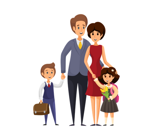 Empresario con familia  Ilustración