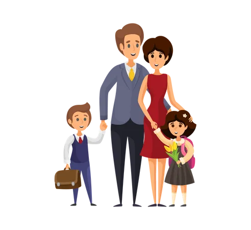 Empresario con familia  Ilustración