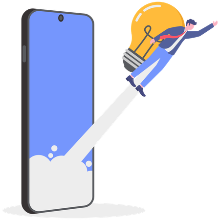 Hombre de negocios con idea de logro  Ilustración