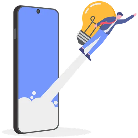 Hombre de negocios con idea de logro  Ilustración