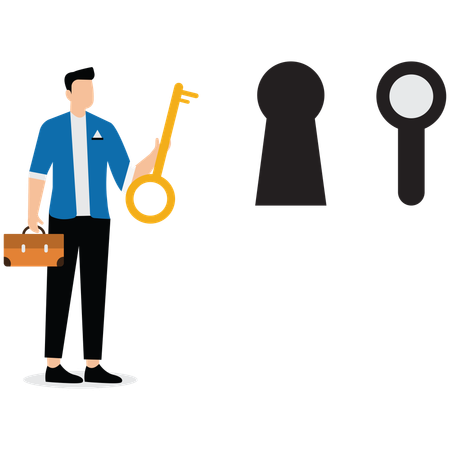 El hombre de negocios muestra decisión y oportunidad.  Illustration