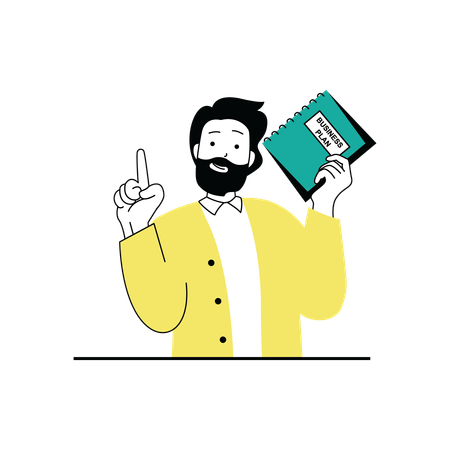 Empresario con plan de negocios  Ilustración