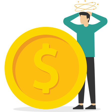 Hombre de negocios con problemas de dinero  Ilustración