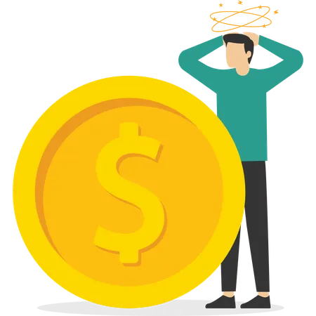 Hombre de negocios con problemas de dinero  Ilustración