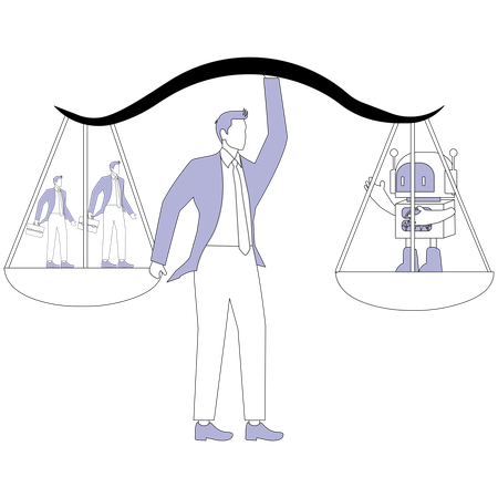 Hombre de negocios con equilibrio de IA  Ilustración