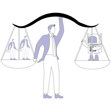 Hombre de negocios con equilibrio de IA  Ilustración