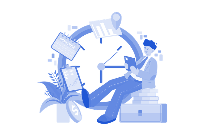 Empresario con su horario  Illustration