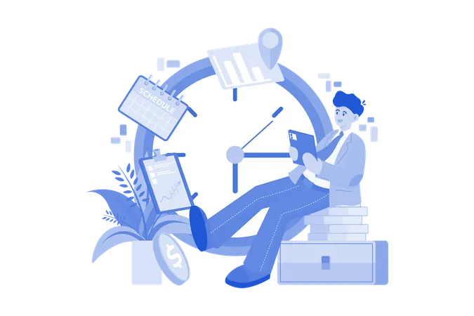 Empresario con su horario  Illustration