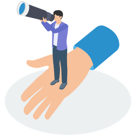 Hombre de negocios con visión para ver la dirección del negocio  Illustration
