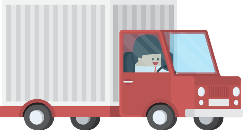 Empresario conduciendo camión  Ilustración
