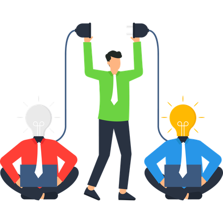 Empresário conectando ideia de negócio  Ilustração