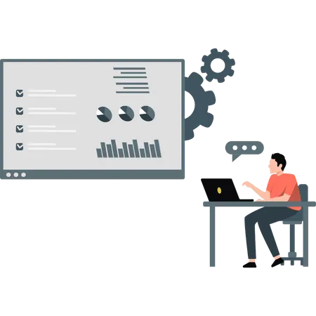 Empresário configurando apresentação de relatório de negócios  Ilustração