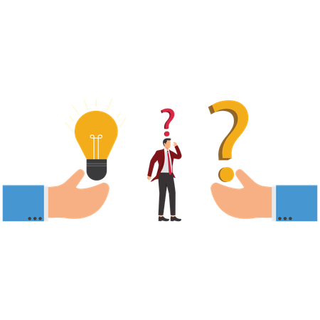 Empresário confuso para tomar decisões e soluções empresariais  Ilustração