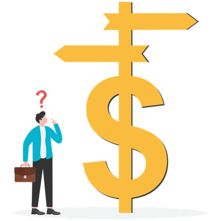 Empresário confuso sobre direção financeira  Illustration