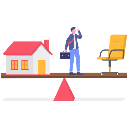 Hombre de negocios consiguiendo una casa  Ilustración