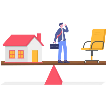 Hombre de negocios consiguiendo una casa  Ilustración
