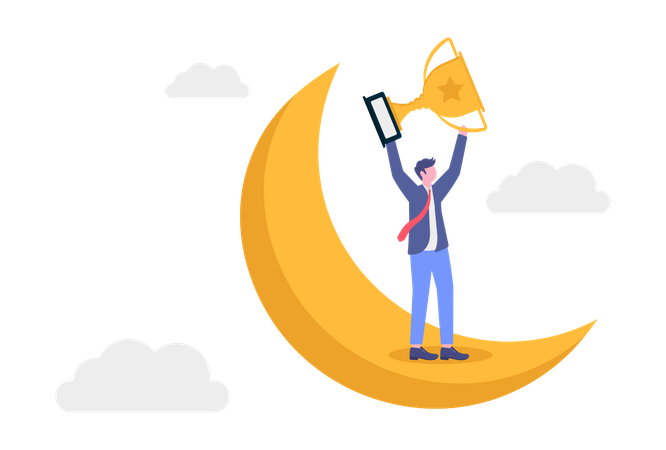 Empresario logrando premio empresarial  Ilustración