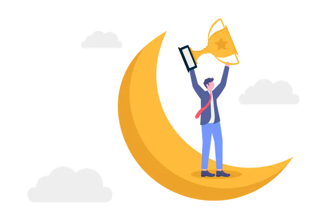 Empresario logrando premio empresarial  Ilustración