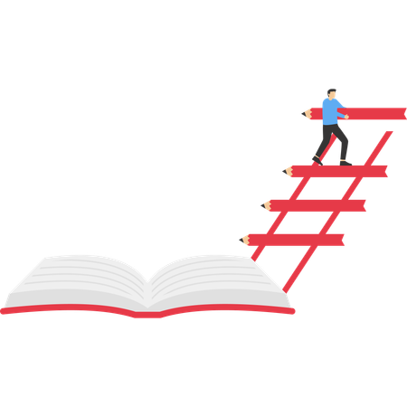 Empresario construyendo una escalera educativa  Ilustración