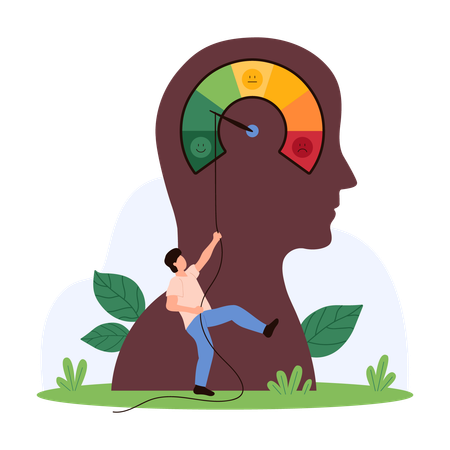 Empresário controlando o estresse mental  Ilustração