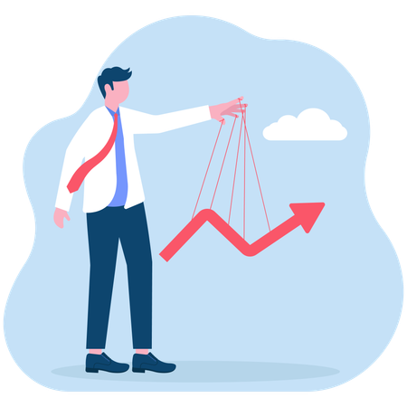 Gráfico de negocios de control de empresario  Ilustración