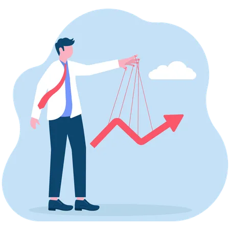 Gráfico de negocios de control de empresario  Ilustración