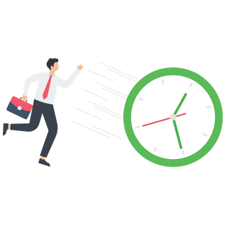 Empresário corre atrás de um relógio  Ilustração