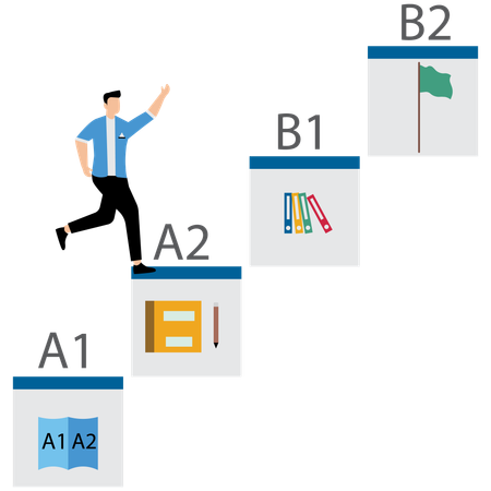 Empresário correndo em direção à meta de negócios  Ilustração