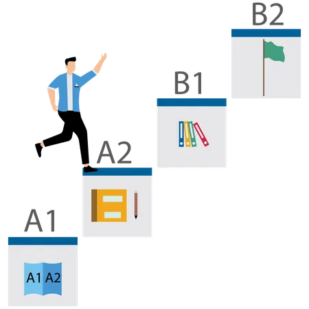 Empresário correndo em direção à meta de negócios  Ilustração