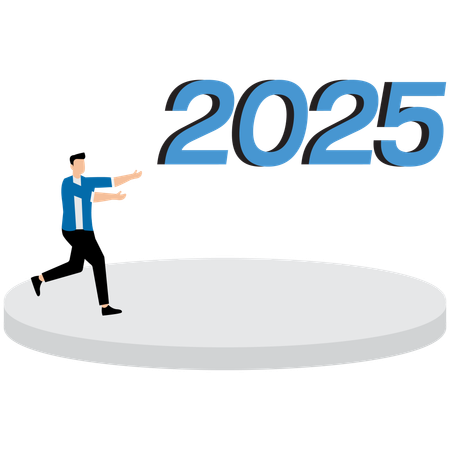 Empresario corriendo hacia el 2025  Illustration