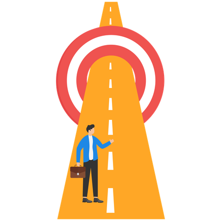 Hombre de negocios corriendo hacia el objetivo  Ilustración