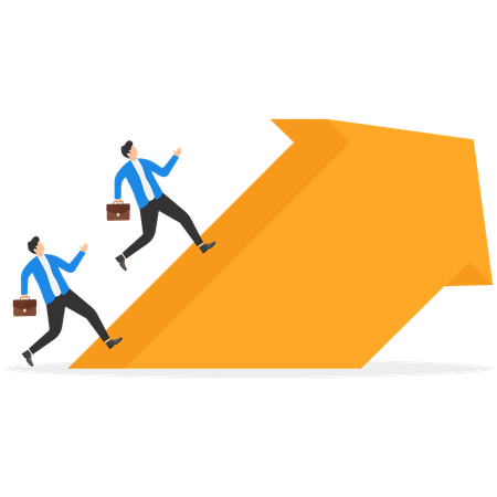 El hombre de negocios corre hacia la flecha  Ilustración
