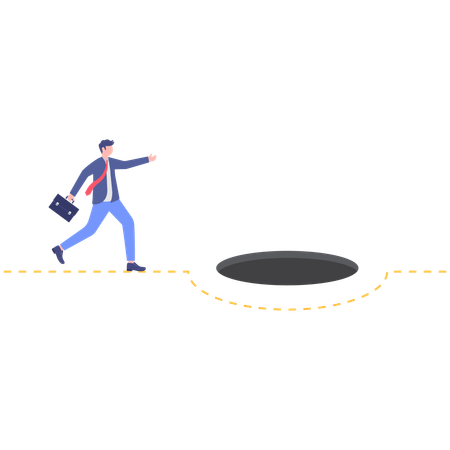 Hombre de negocios corriendo mientras hace un nuevo camino comercial  Ilustración