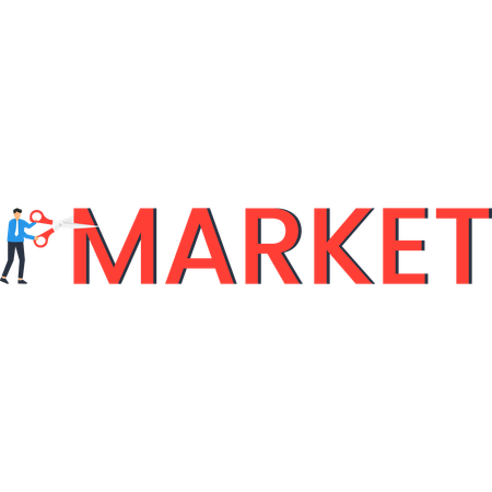 Empresario recortando mercado  Ilustración