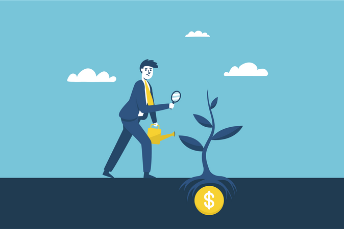 Empresario creciente inversiones  Ilustración