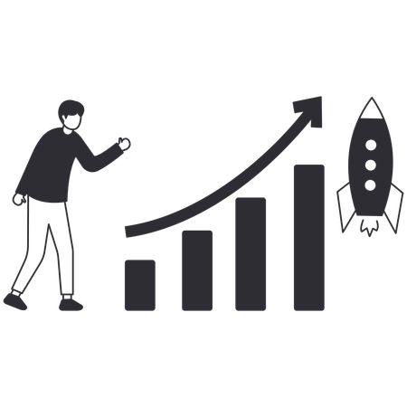 Empresário fazendo estratégias de crescimento  Ilustração