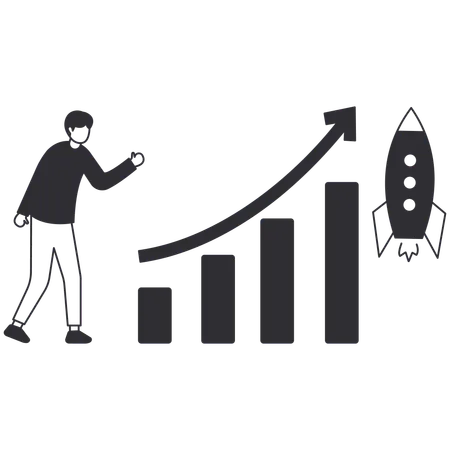 Empresário fazendo estratégias de crescimento  Ilustração