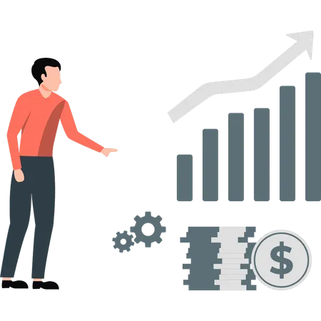 Empresário montando gráficos de negócios  Ilustração