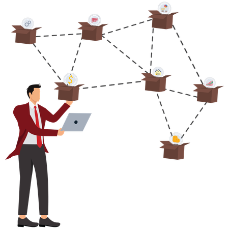 Empresário fazendo uma estratégia de negócios  Ilustração