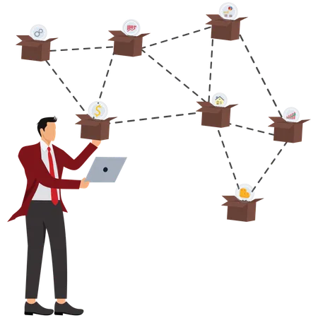 Empresário fazendo uma estratégia de negócios  Ilustração