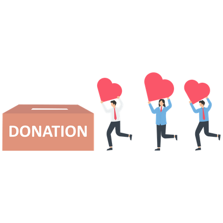 Empresário dá um coração a uma caixa de doações  Ilustração