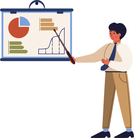 Empresário fazendo apresentação  Ilustração