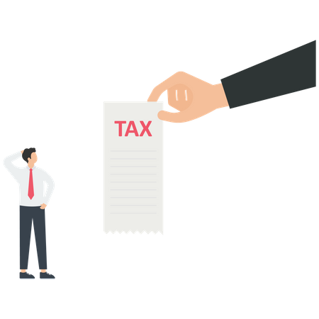 Empresario dando lista de impuestos  Ilustración