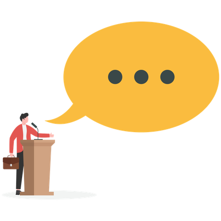 Empresario dando discurso de negocios  Ilustración