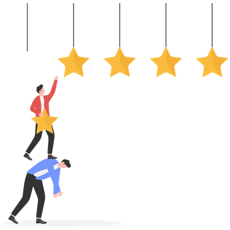 Empresário de sucesso e seu alvo vão para uma nova empresa cinco estrelas  Ilustração