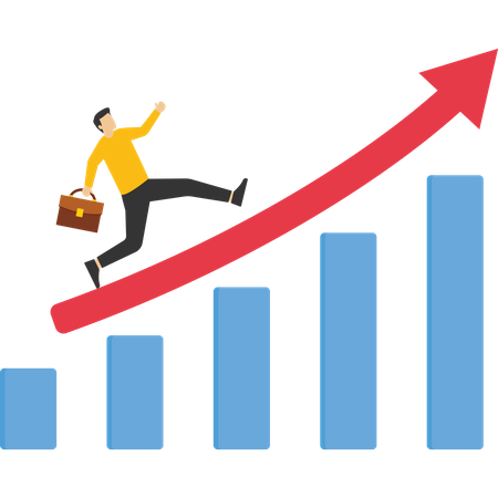 Empresário bem sucedido escalando o gráfico de sucesso empresarial  Ilustração